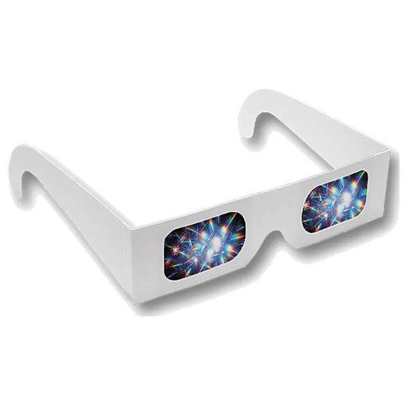 Fireworks Glasses - White - Cardboard Prismatic Diffraction Glasses - NEW Discount