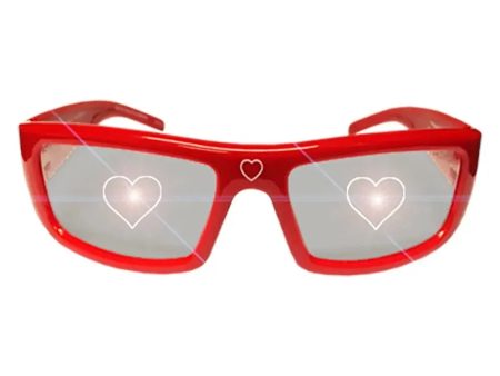 Hearts - Plastic Frame  - 3D  Holographic Glasses - NEW For Discount