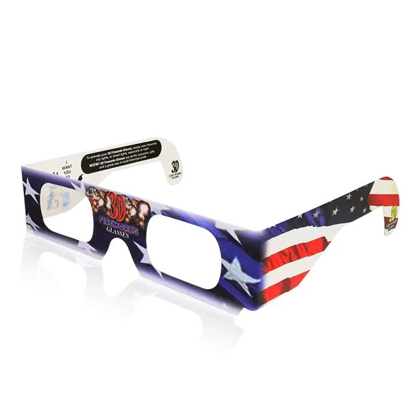 3D Fireworks - Patriotic Flag - Cardboard Prismatic Diffraction Glasses - NEW For Sale