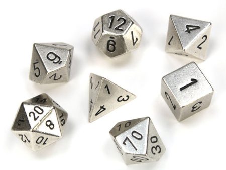 Chessex Solid Metal Polyhedral 7-Die Set - Silver Online Hot Sale